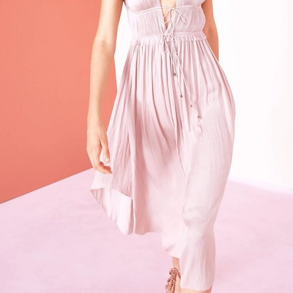 NWOT ULLA JOHNSON Kaiya Midi Dress in Lavender XS $495 - Picture 2 of 9